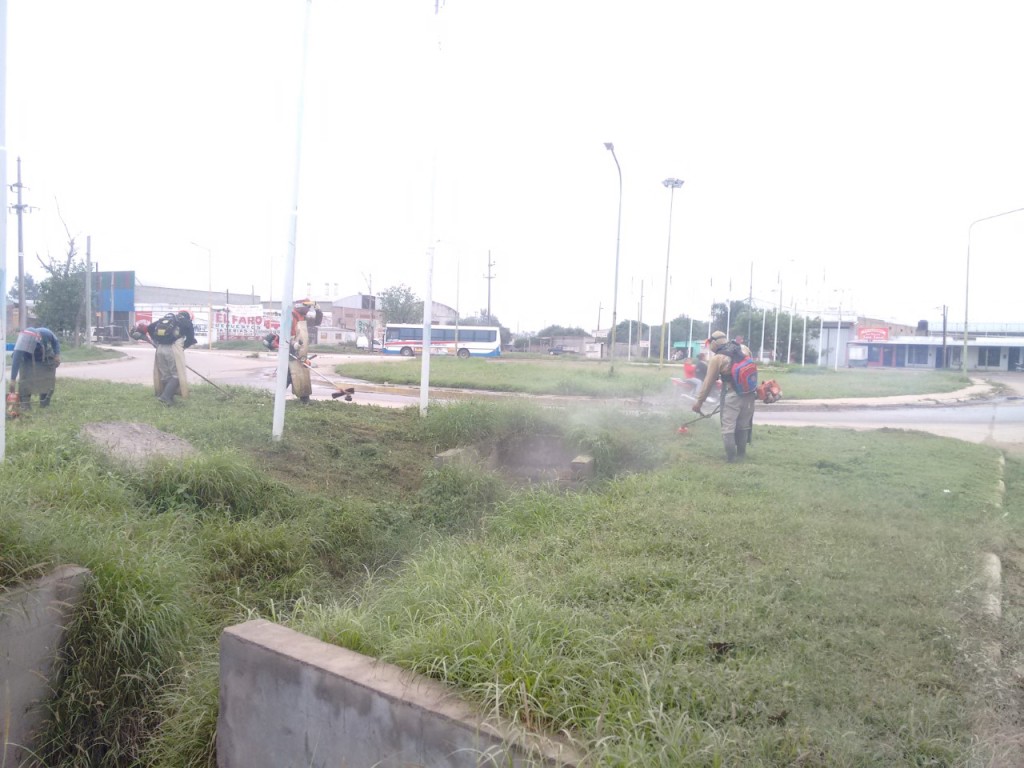Refuerzan el desmalezamiento en el casco céntrico y accesos a la ciudad