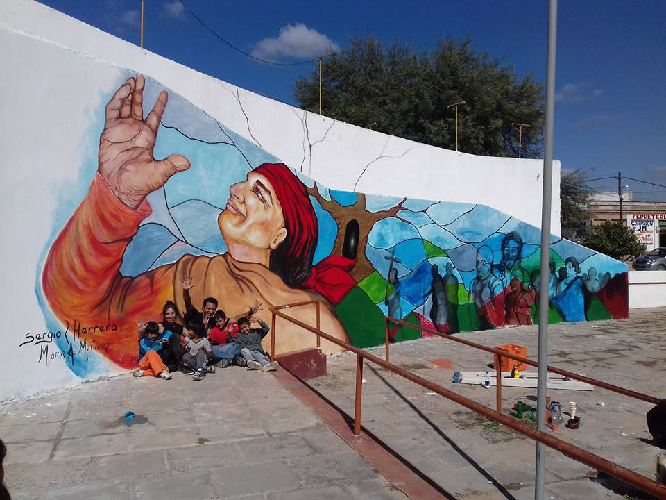 Un pintoresco mural rinde homenaje a los peregrinos en el templete de Villa Mailín