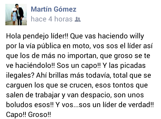 Viralizan un mensaje polémico en las redes sobre las picadas ilegales: Mirá de qué se trata