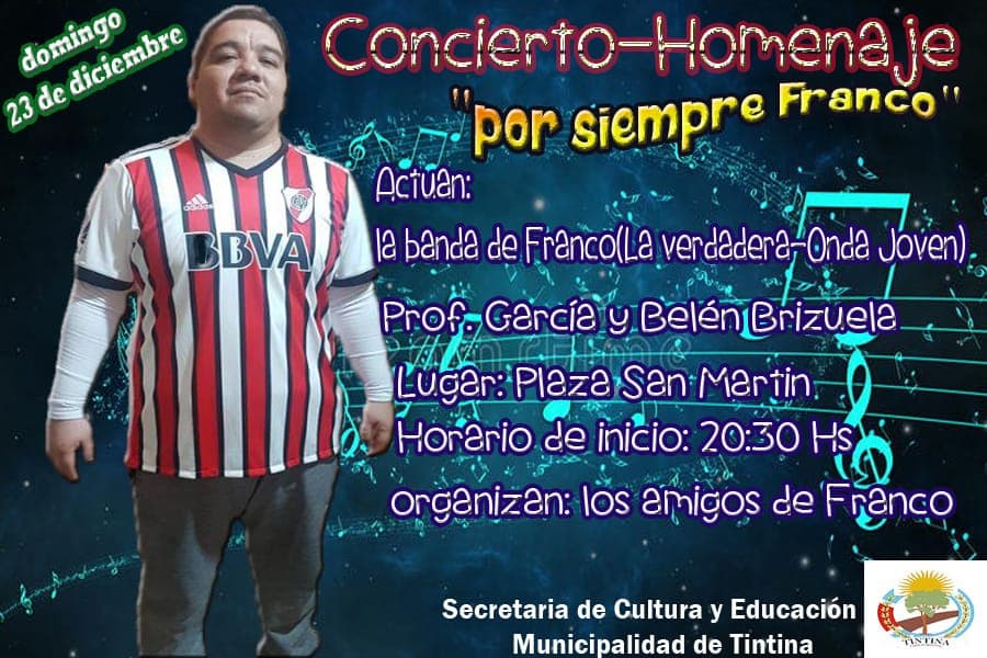 Tintina homenajeará a Franco González con un gran concierto gratuito