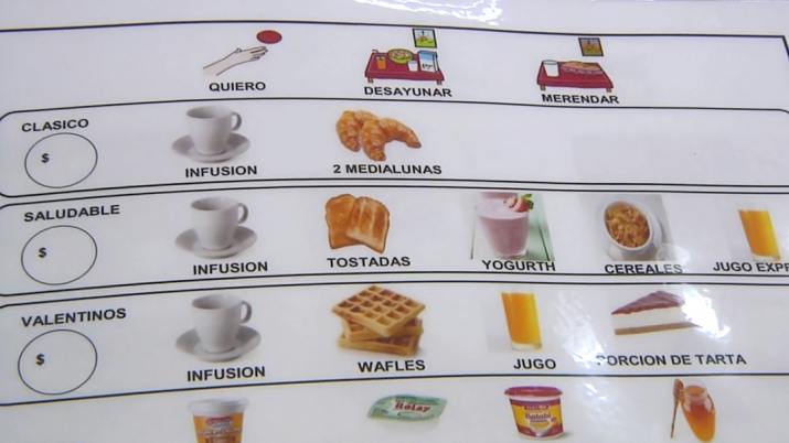Menú con pictogramas para niños con autismo, una iniciativa inclusiva para imitar
