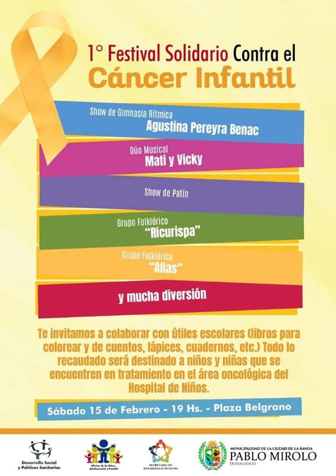 Invitan al “1° Festival solidario contra el cáncer infantil”