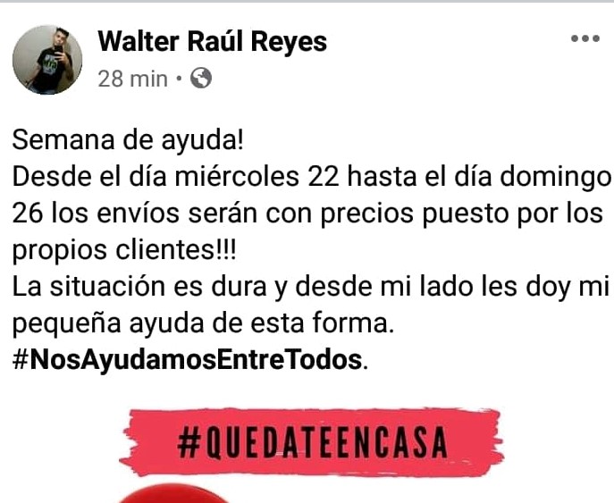 Servicio de cuarentena: Cadete trabaja con precios a voluntad del cliente Servicio de cuarentena: Cadete trabaja con precios a voluntad del cliente