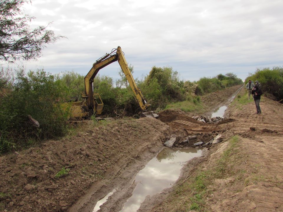 Intenso trabajo para reparar un canal de riego en Colonia El Simbolar Intenso trabajo para reparar un canal de riego en Colonia El Simbolar