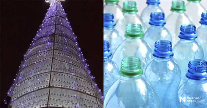 Esta noche encienden árboles navideños reciclados