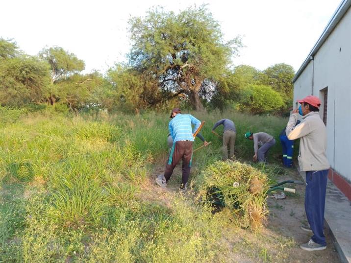 Limpieza y desmalezamiento en establecimientos educativos de Los Quiroga