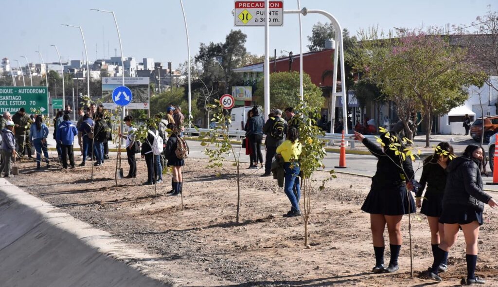 Estudiantes plantaron 450 árboles en el acceso sur de Las Termas Estudiantes plantaron 450 árboles en el acceso sur de Las Termas