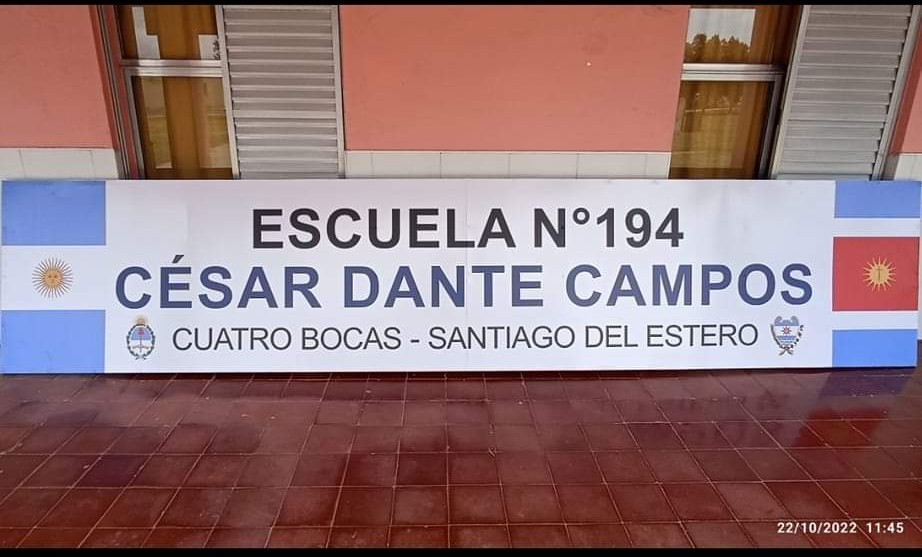 Cuatro Bocas rebautizó una escuela con el nombre del primer maestro de la zona