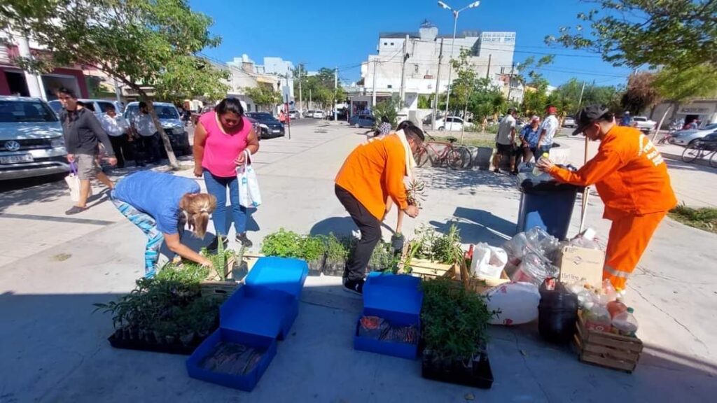 Intercambian botellas por plantines para apostar al cuidado del medio ambiente