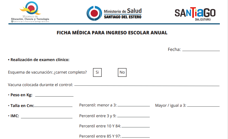 Indicaciones para completar la ficha médica para ingreso escolar 2024