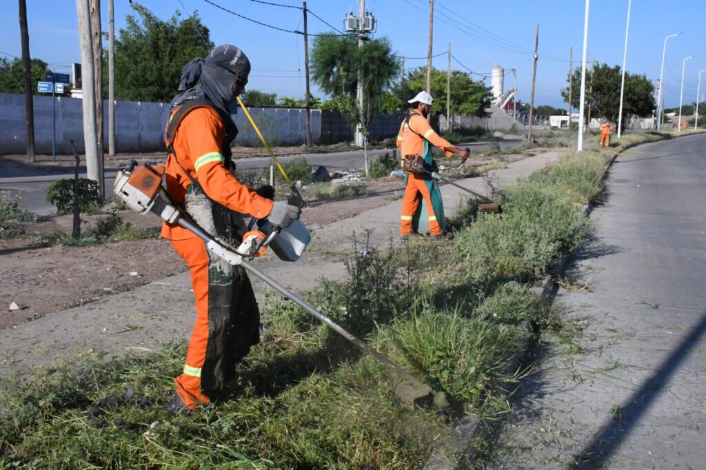 Capital: Realizan tareas de limpieza en la colectora de la circunvalación